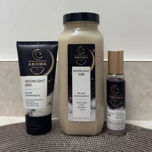 NWT BBW Aroma Moonlight Zen Black Chamomile 3 Piece Set bath & body works